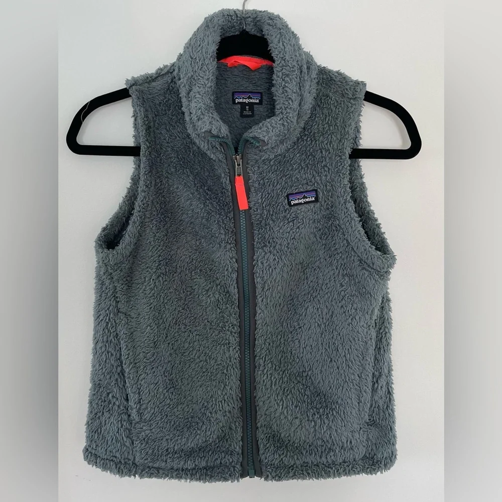 Patagonia Vest Grey & Red Pulls Los Gatos Fleece #65490 Youth Girl’s Size Med 10